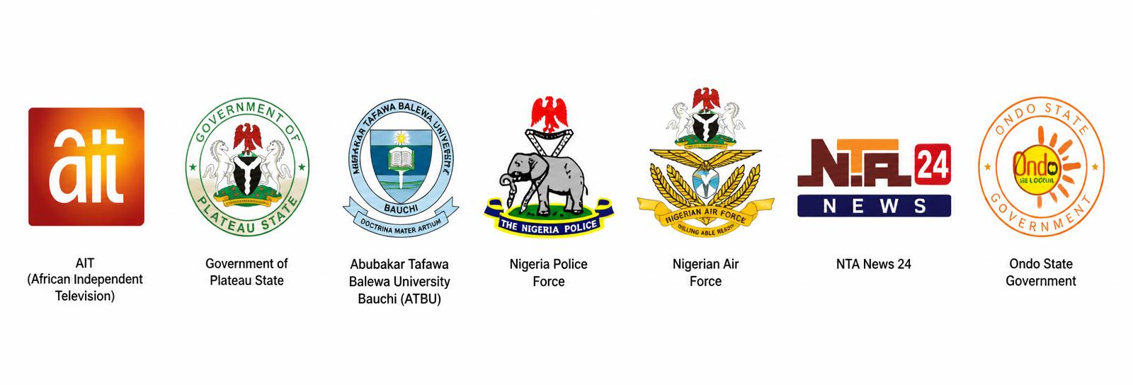 Our top customers: AIT, Government of Plateau State, Abubakar Tafawa Balewa University Bauchi, Nigeria Police, Nigerian Air Force, NTA News 24, Ondo State
